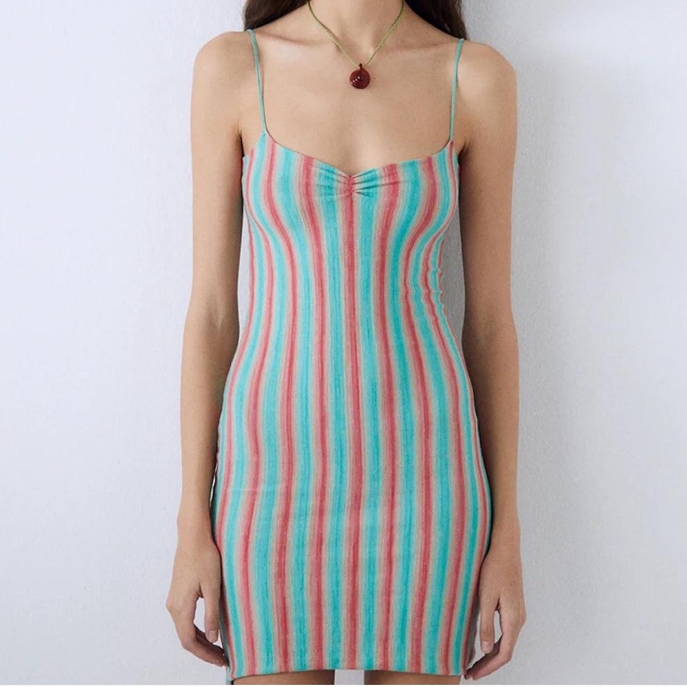 Gimaguas Green Blue Bodycon Spaghetti Strap Dress